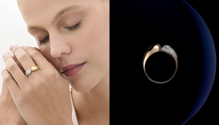 Кольцо METEOROS из желтого золота 18 карат с бриллиантами 