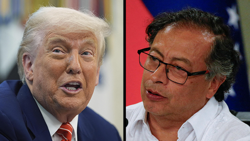 Colombian President Gustavo Petro and Donald Trump (Photo: Leonardo Fernandez Viloria /REUTERS) דונלד טראמפ גוסטבו פטרו