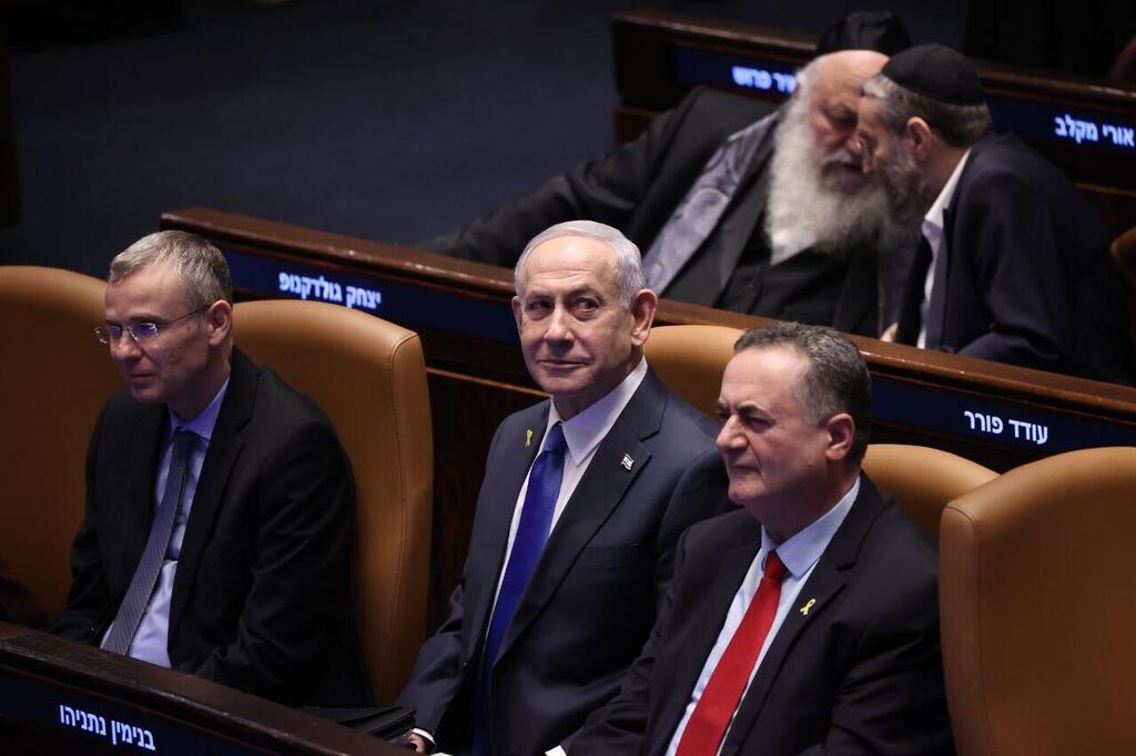 נתניהו, כ"ץ ולוין בפתיחת מושב הכנסת