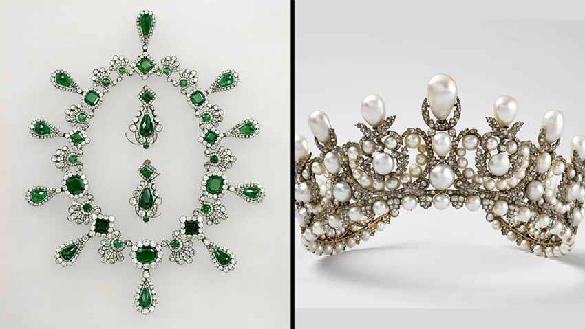 כתר של הקיסרית אז'ני רעייתו של נפוליאון השלישי שנגנב ב שוד ב מוזיאון ה לובר הלובר צרפת, שרשרת של הקיסרית מארי לואיז רעייתו של נפוליאון בונפרטה שנגנב ב שוד ב מוזיאון ה לובר הלובר צרפת