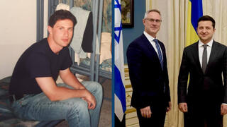 Слева: Михаил Бродский сразу после репатриации, справа:Михаил Бродский и Владимир Зеленский