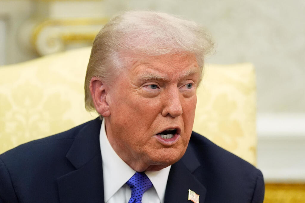 US President Donald Trump (Photo: AP Photo/Alex Brandon) נשיא ארה"ב טראמפ במהלך מפגש עם מזכ"ל נאט"ו מארק רוטה