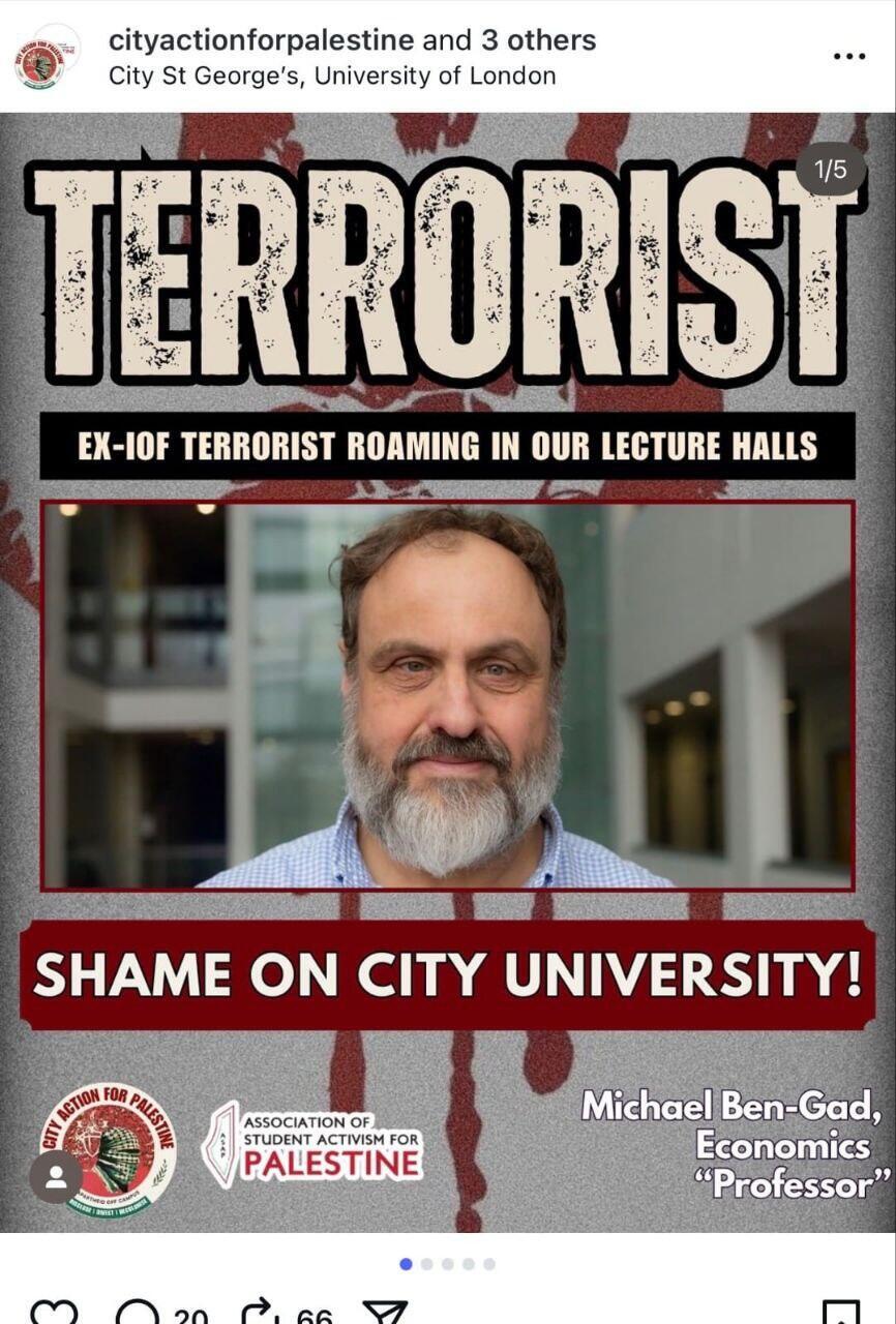 רעולי פנים פרצו להרצאה של פרופ' מיכאל בן-גד ואיימו לכרות את ראשו, באוניברסיטת סיטי בלונדון