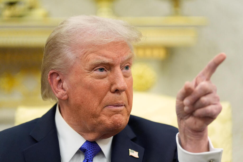 US President Donald Trump (Photo: AP Photo/Alex Brandon) נשיא ארה"ב טראמפ במהלך מפגש עם מזכ"ל נאט"ו מארק רוטה