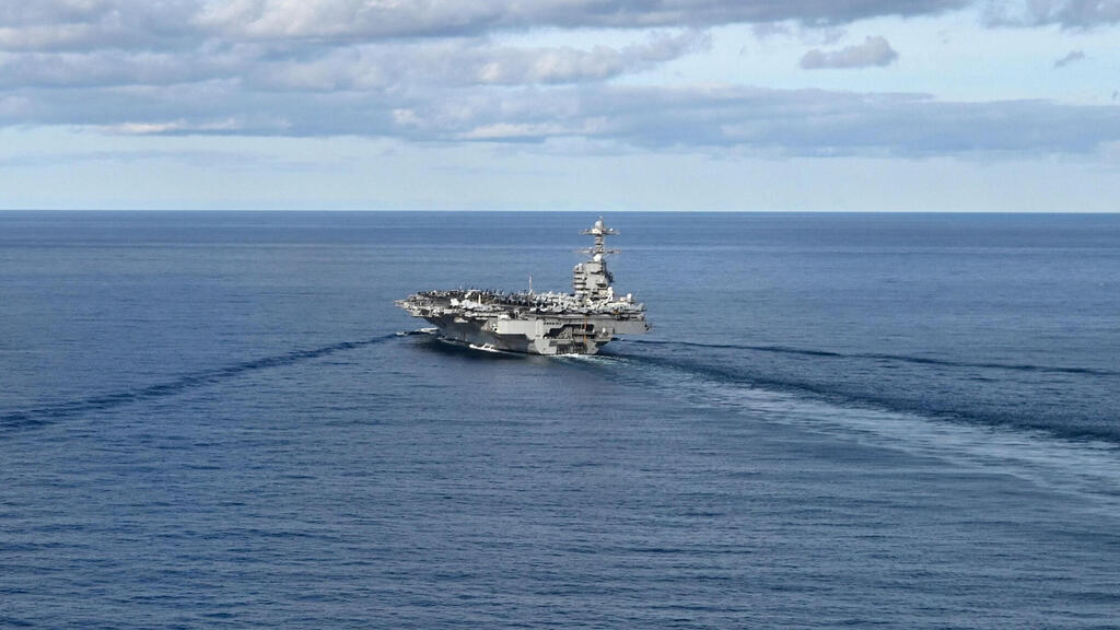The USS Gerald R. Ford (Photo: Jonathan KLEIN / AFP) נושאת המטוסים האמריקנית "ג'רלד פורד" במהלך תרגיל של נאט"ו