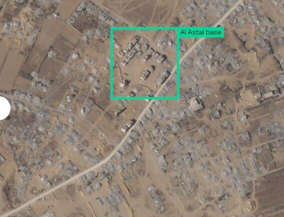 Al-Astal militia base, in the southern Gaza Strip (Photo: Planet Labs PBC, Sky News) מיקום בסיס מיליציית אל-אסטל בשלב ב' של ההסכם