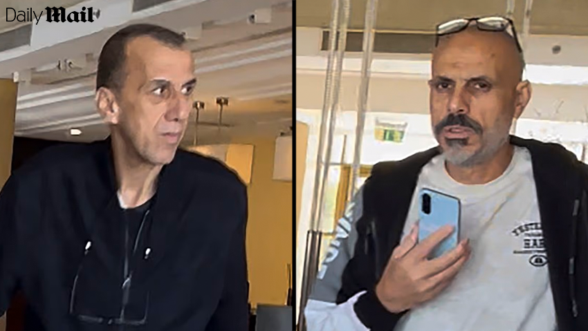 Ismail Hamdan and Samir Abu Nima (Photo: Mark Large / Daily Mail) איסמעיל חמדאן וסמיר אבו נימה, מחבל ששוחרר ע"י ישראל ושוהה ב מלון חמישה כוכבים יוקרתי במצריים