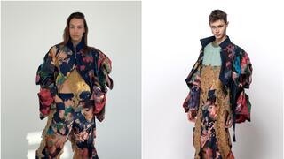 איתן זקס ז"ל (מימין) ואליענה זקס בדגם של גאל ואן לירדה בשנקר