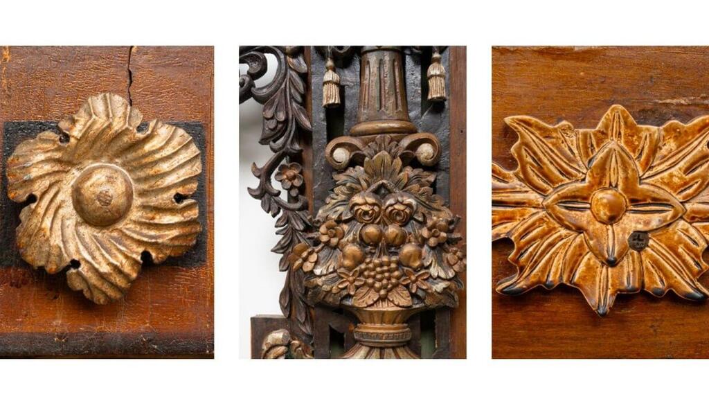 Фрагменты декора ковчега (Фото: "Яд ва-Шем" ) כמה מהקישוטים על ארון הקודש