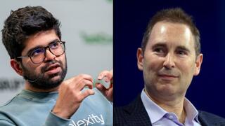 ימין: מנכ"ל אמזון אנדי ג'סי. שמאל: מנכ"ל פרפלקסיטי ארבינד סריניוואס