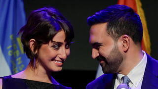 זוהראן ממדאני עם רעייתו ראמה דוואג'י נאום ניצחון בחירות ניו יורק
