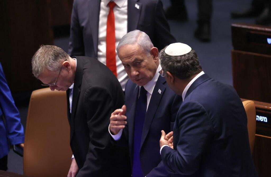 Prime Minister Benjamin Netanyahu and National Security Minister Itamar Ben-Gvir (Photo: Alex Kolomoisky) דיון 40 חתימות במליאת הכנסת