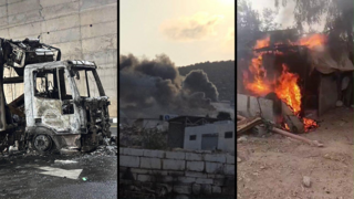 הצתה של משאיות ומכוניות בכפר בית ליד, על ידי מתנחלים