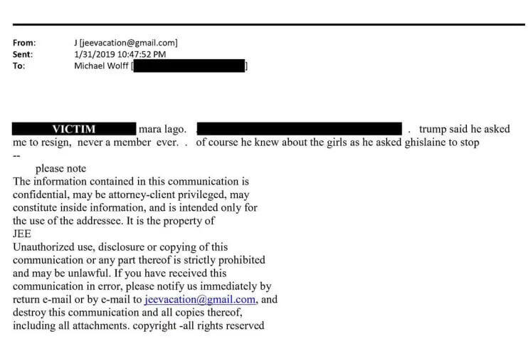 In another exchange between Epstein and journalist Michael Wolff, Epstein claims Trump 'knew about the girls' ארה"ב התכתבות בין ג'פרי אפשטיין ל מייקל וולף על דונלד טראמפ לפי אפשטיין "ידע על הבנות"
