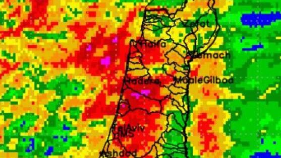 כמויות המשקעים הצפויות המצטברות עד ליום ראשון