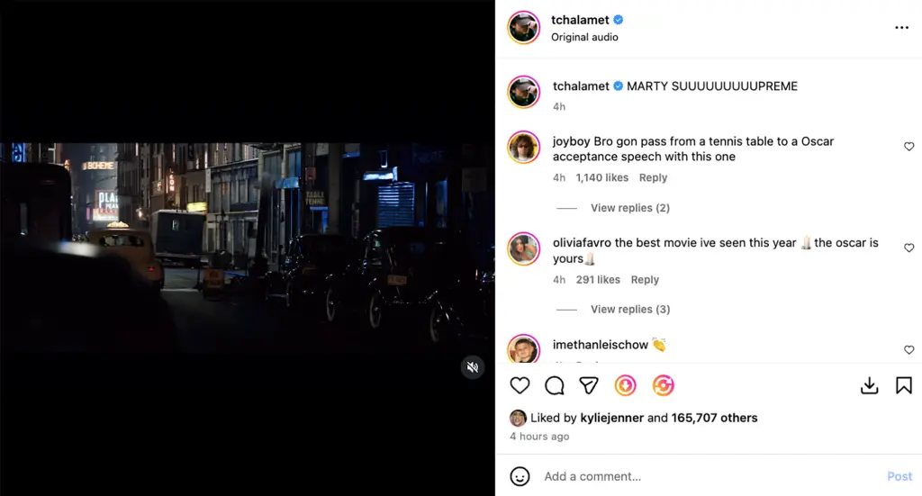 הלייק המתריס (צילום מסך אינסטגרם) קיילי ג'נר עושה לייק לטימותי שאלאמה