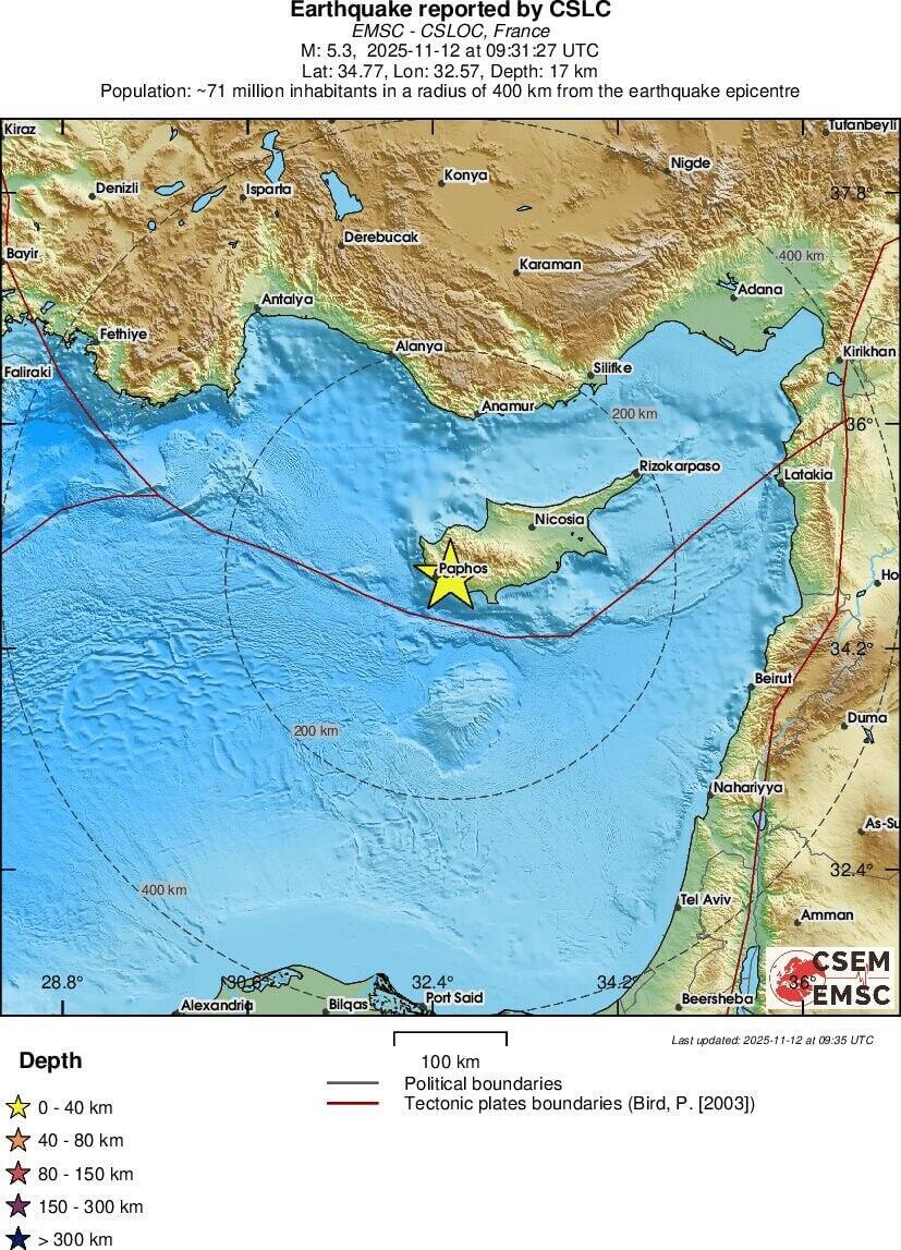 רעידת אדמה בקפריסין