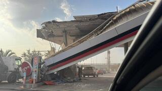 קריסת תחנת דלק בכביש 2 במחלף אולגה