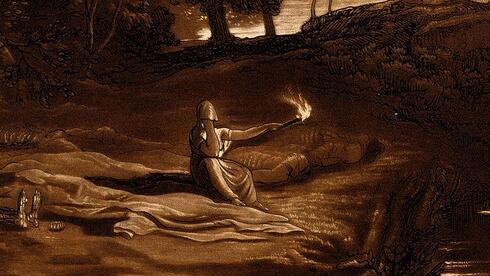 רצפה מגוננת על גופות בניה – ציור של ויליאם טרנר מהמאה ה-19