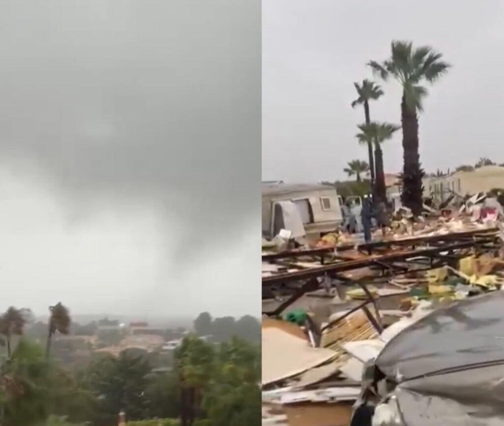 Tornado destroys Albufeira campsite פורטוגל סופה קלאודיה טורנדו אתר קמפינג נהרס