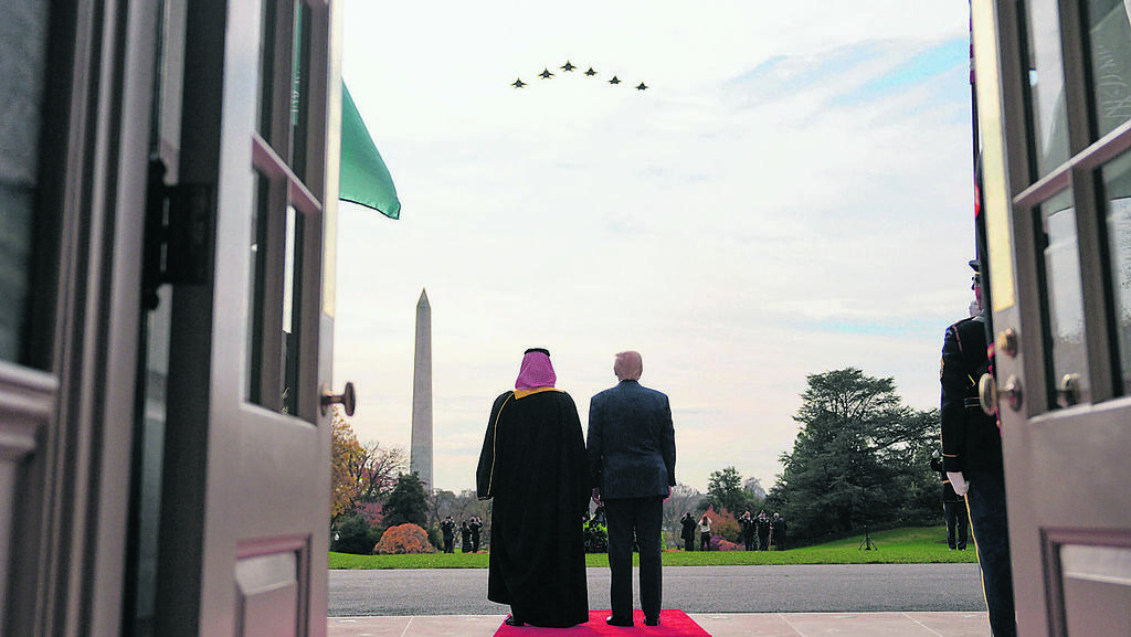 Трамп и бин-Салман в Белом доме (Фото: Evan Vucci/AP) דונלד טראמפ, מוחמד בן סלמאן ומטס F-35 בבית הלבן