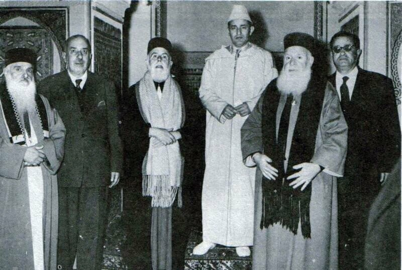 Jewish rabbis and notable community leaders received by King Mohammed V in Meknès in November 1955 