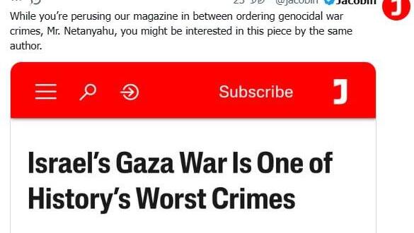 התשובה של מגזין jacobin לנתניהו