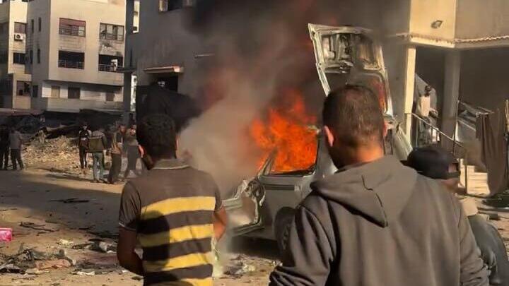 Удар по террористам в Газе תקיפת רכב בשכונת רימאל בעיר עזה