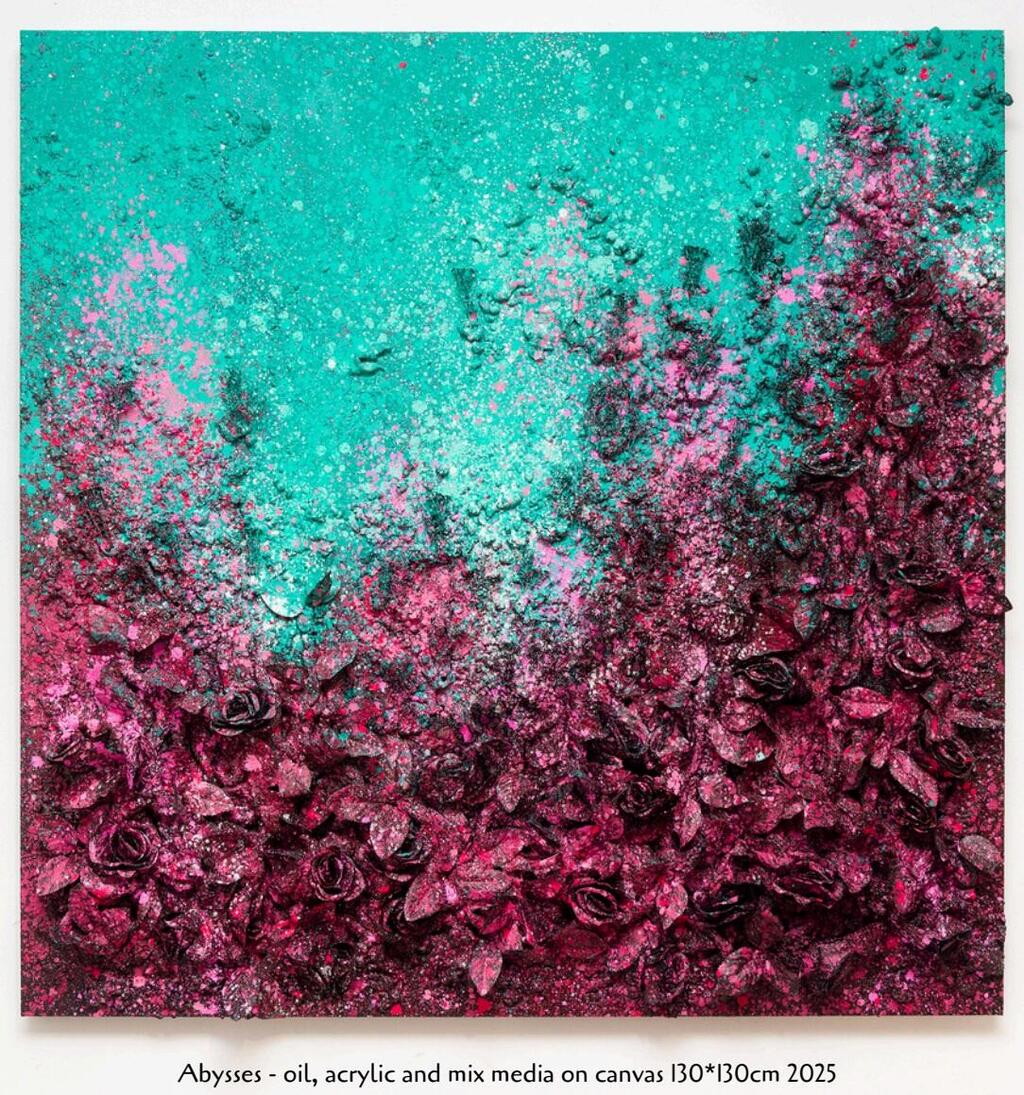 Abysses - oil, acrylic and mix media on canvas 130*130cm 2025 halaby