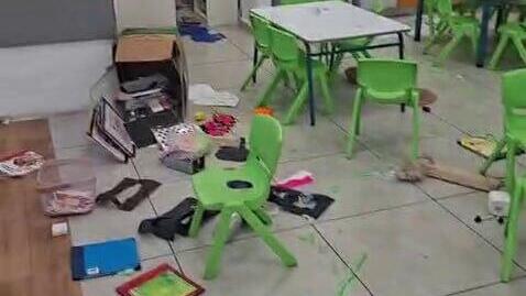 Погром в детсаду Рамле (Фото публикуется в соответствии с п.27 алеф Закона об авторских правах) ונדליזם בגן ילדים ברמלה