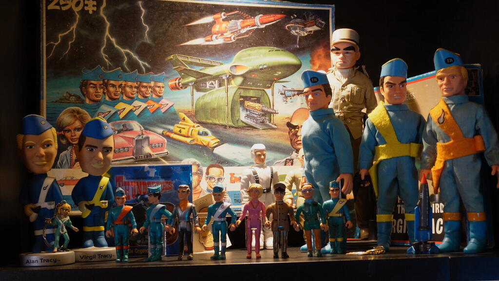  Thunderbirds action figures and memorabilia are shown on a shelf at fashion designer Yaron Minkowski’s Toy & Nostalgia Museum in Jaffa 