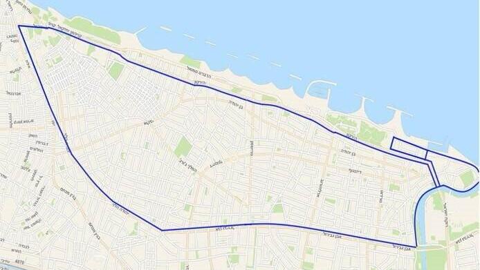 מפה ובה הרחובות המסומנים בכחול בהם תוגבל המהירות המירבית ל 30 קמ"ש 