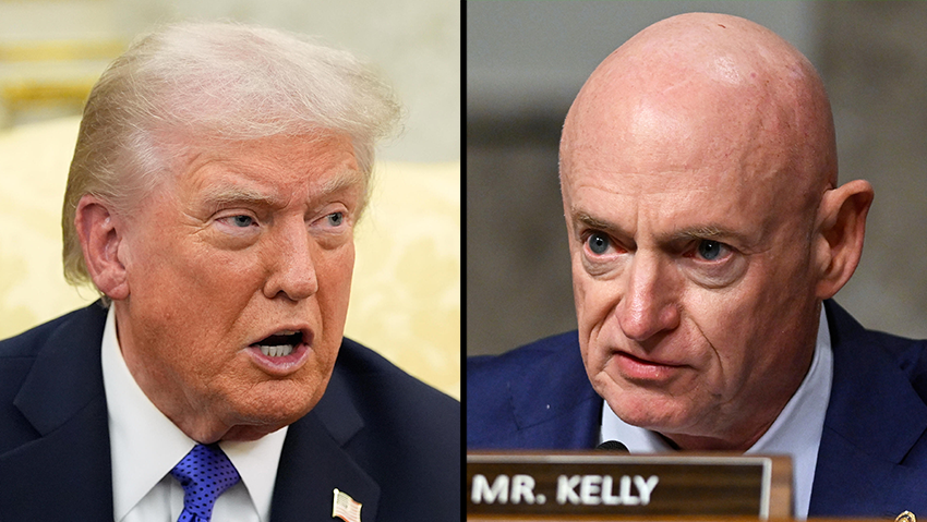 US Sen. Mark Kelly thinks Trump should stay in his own lane (Photos: John McDonnell/ File/AP, Alex Brandon/AP) ארה"ב דונלד טראמפ מארק קלי