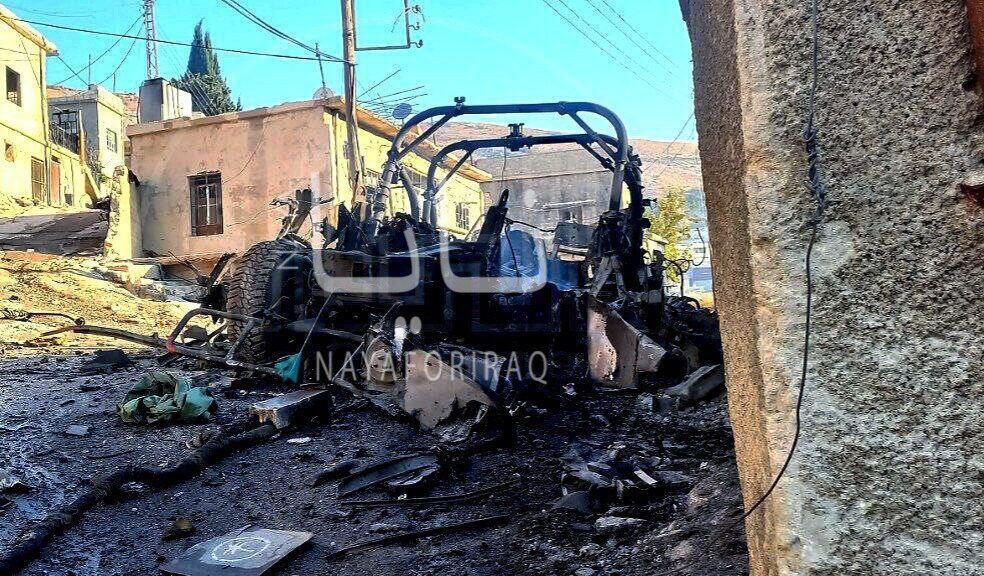The remains of the Hummer that was bombed by the IDF האמר כוח המילואים שנשרף באזור בית ג'ן