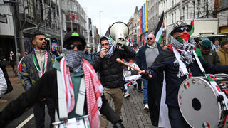 הפגנה מפגינים פרו פלסטינים בלפסט צפון אירלנד