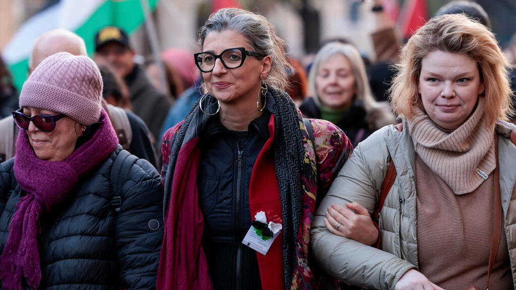 פרנצ'סקה אלבנזה השליחה המיוחדת של האו"ם לשטחים הפלסטיניים הפגנה ב רומא