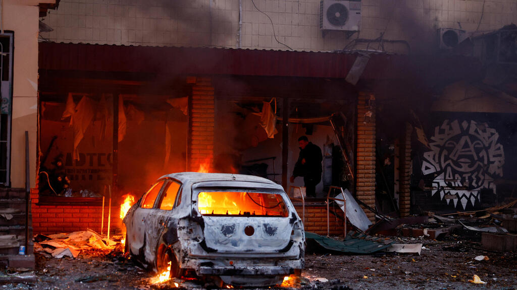 הרס בעקבות מתקפה של רוסיה על קייב אוקראינה