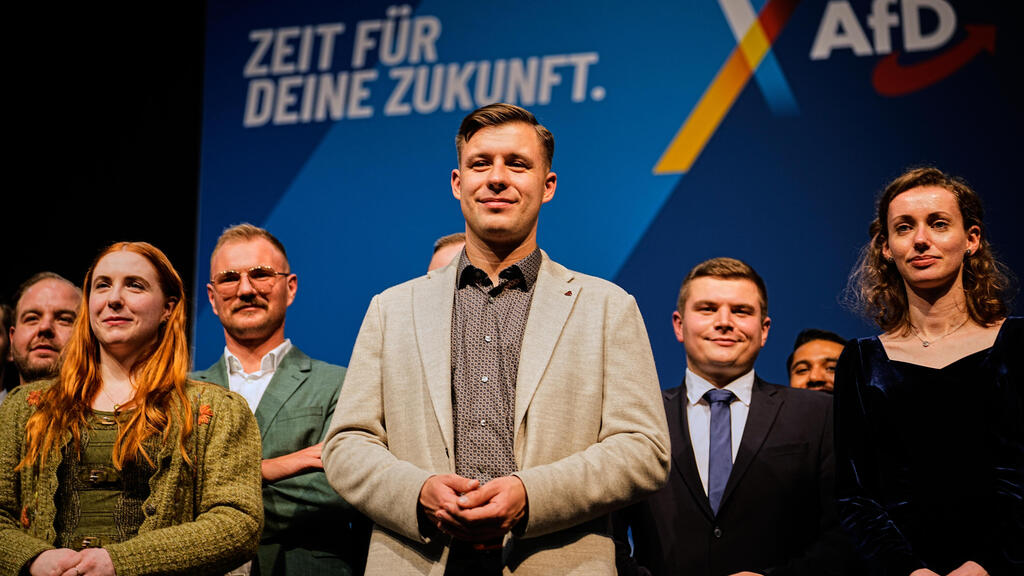 Jean-Pascal Hohm, 28, an AfD state lawmaker from eastern Germany with long-standing ties to various far-right and ethno-nationalist groups (Photo: Martin Meissner/AP) ז'אן פסקל הום ראש אגף הנוער החדש של אלטרנטיבה לגרמניה