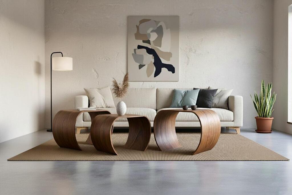 רהיטים מעץ מכופף בעיצוב שי הופנברטל