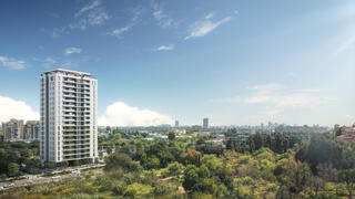 הדמיית המגדל של אזורים Living ומנרב בתל אביב