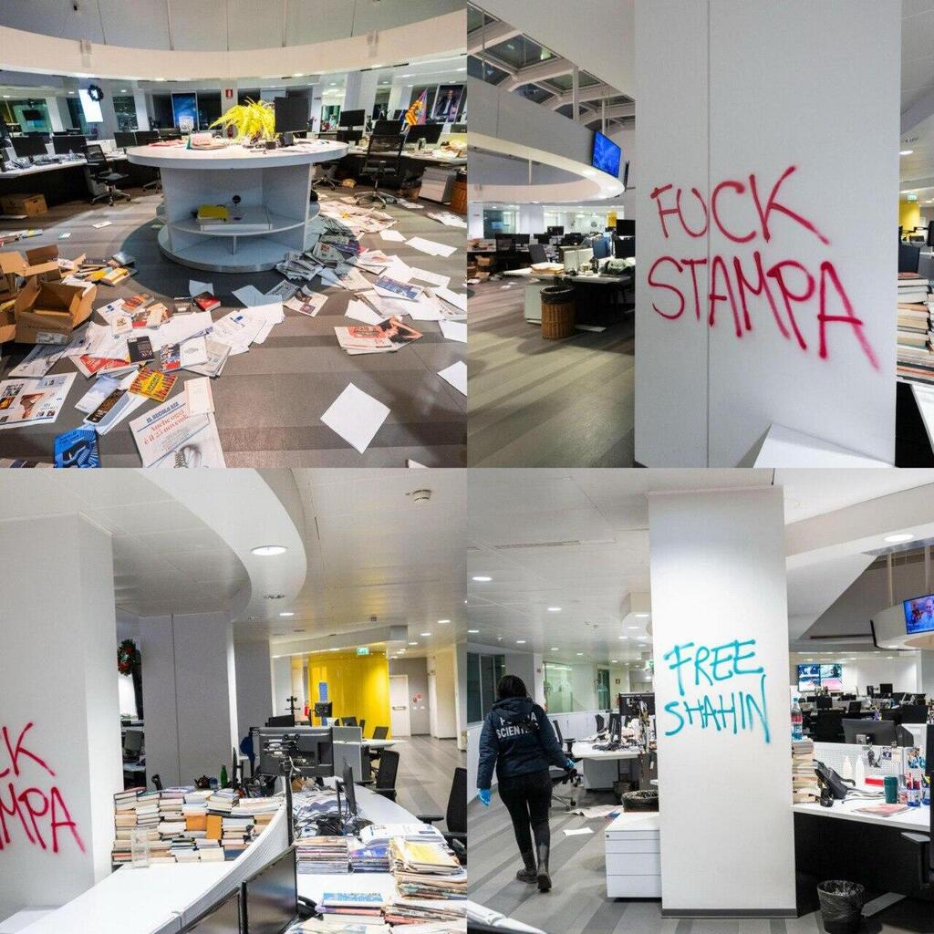 The offices of La Stampa (Photo: Social media) ההשחתה במערכת העיתון בטורינו