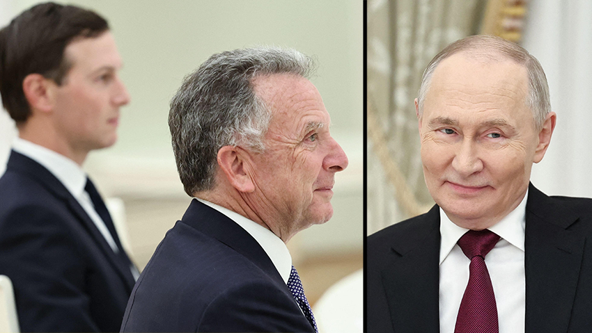 נשיא רוסיה פוטין נפגש עם שליחי ניא ארה"ב טראמפ וויטקוף ו קושנר בקרמלין למו"מ על סיום המלחמה ב אוקראינה