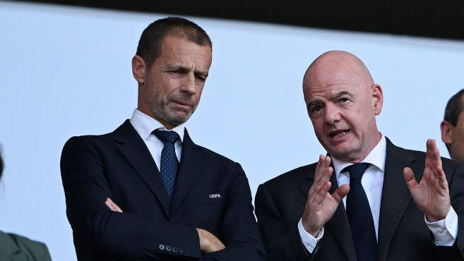 נשיא פיפ"א ג'אני אינפנטינו נשיא אופ"א אלכסנדר צ'פרין 