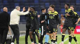 שחקני מכבי נתניה מאושרים