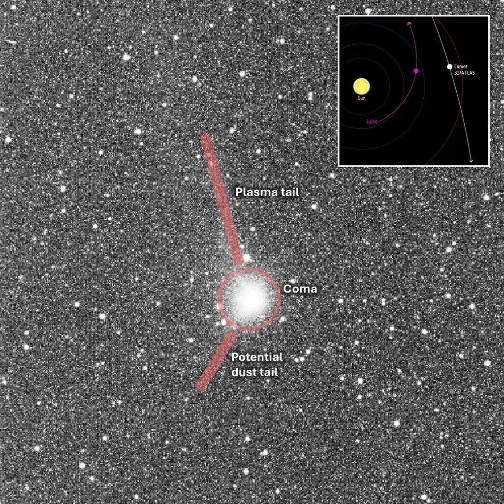A new image of comet 3I/ATLAS, taken from the ESA's Jupiter Icy Moons Explorer 