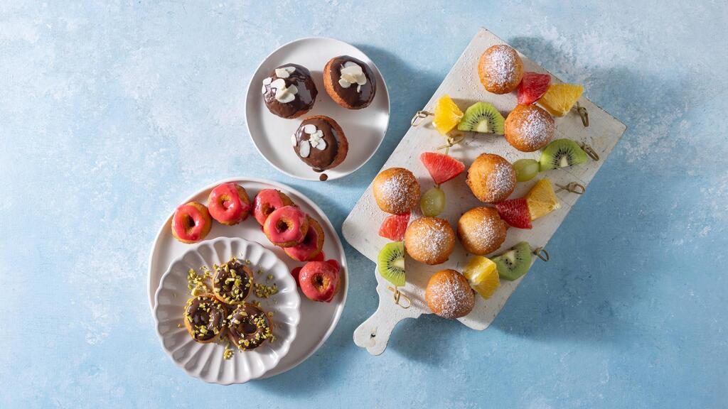 No-yeast sufganiyot (Photo: Daniel Lila, Style: Naama Ran) סופגניות פטנט ללא שמרים