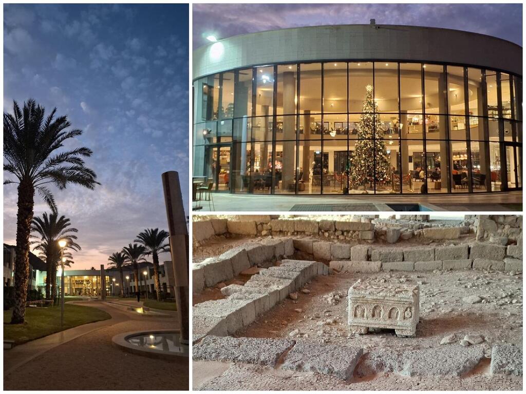 Отель "Магдала" с новогодней атмосферой и знаменитый на весь мир камень из Магдалы на руинах древней синагоги (Фото: Анастасия Тадсон) Отель "Магдала" с новогодней атмосферой и знаменитый на весь мир камень из Магдалы на руинах древней синагоги