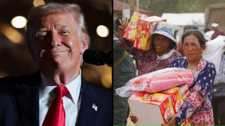 קמבודיה אזרחים שברחו מבתיהם בגלל הלחימה בגבול עם תאילנד דונלד טראמפ