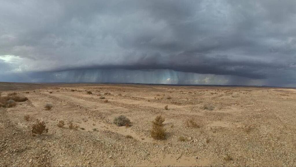 Дождь в Негеве (Фото: Юваль Саги Хофман, Управление национальных парков и заповедников) גשם באזור נחל חיון