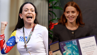 מריה קורינה מצ'אדו ובתה שקיבלה בשמה את פרס נובל לשלום